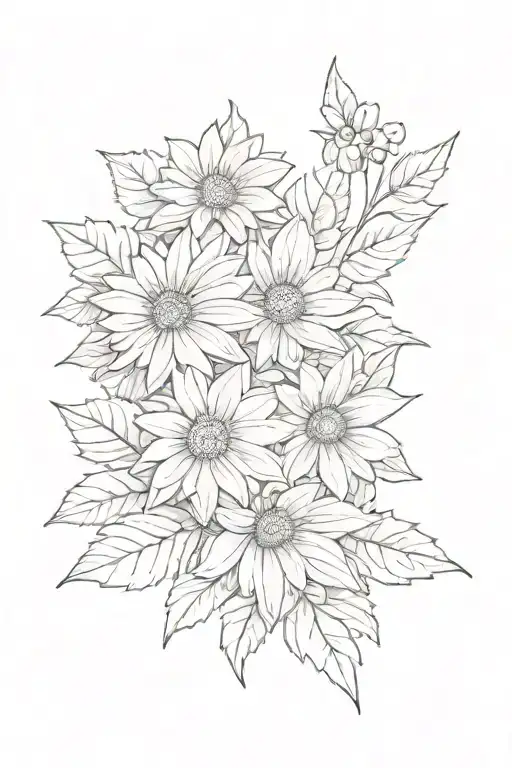 spin tattoo chrysanthemum and a holly flower at the top and coming down inside the in italic writing love needs no words tattoo design idea