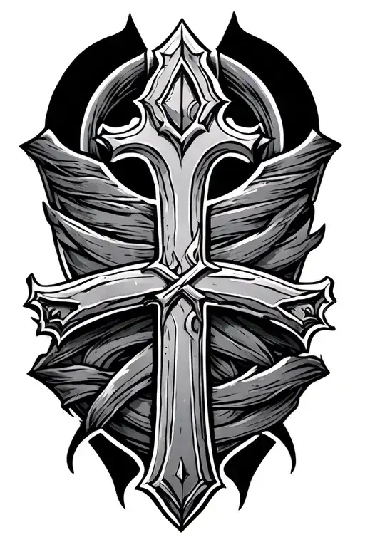 crusader cross wrapped tattoo design idea