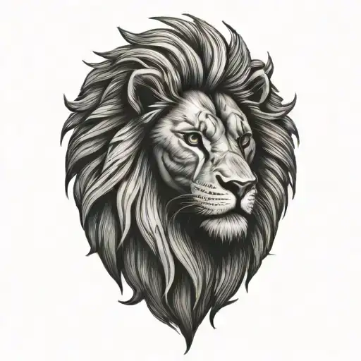 lion face and phenix  tattoo design idea