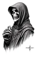 Hooded Grim Reaper Side Profile tattoo design idea
