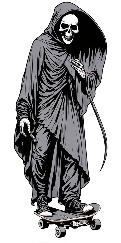 skateboarding grim reaper tattoo design idea