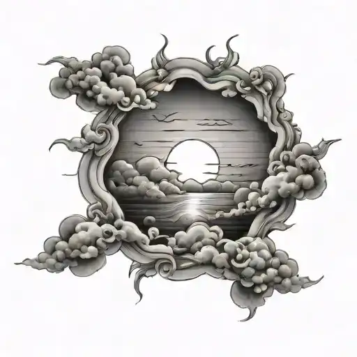 sunrise through clouds tattoo design idea