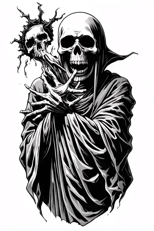 grim reaper sucking soul leaving the body tattoo design idea