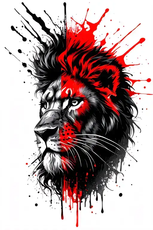 Half -man and half lion's gladiator face tattoo design idea