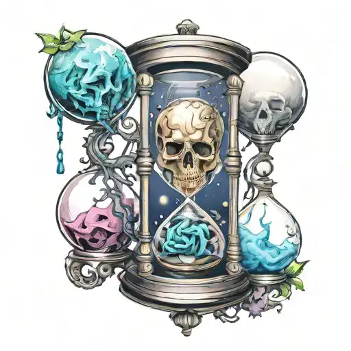 corpse and trapped and hourglass and galaxy tattoo design idea