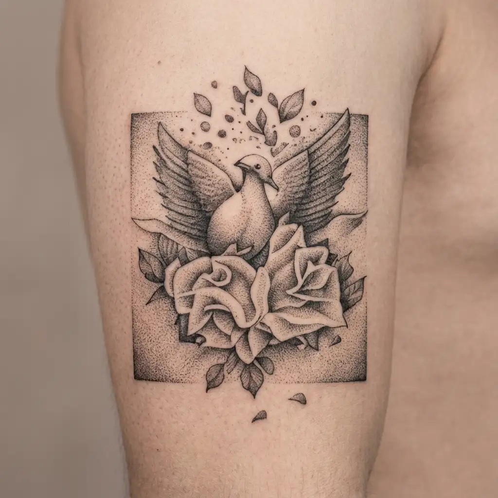 dove memorial rest in peace  tattoo design idea