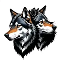 nordic 2 wolves tattoo design idea