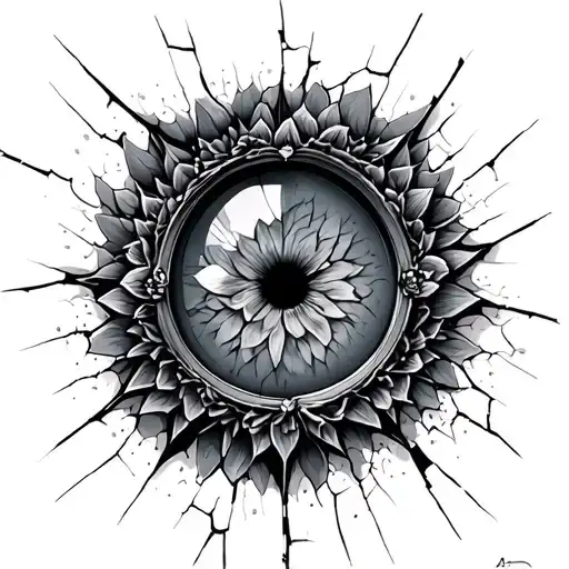 cracked mirror tattoo design idea
