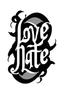 ambigram love \hate tattoo design idea