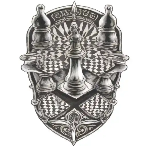 4 chess pieces sitting at a poker table in a dive bar tattoo design idea