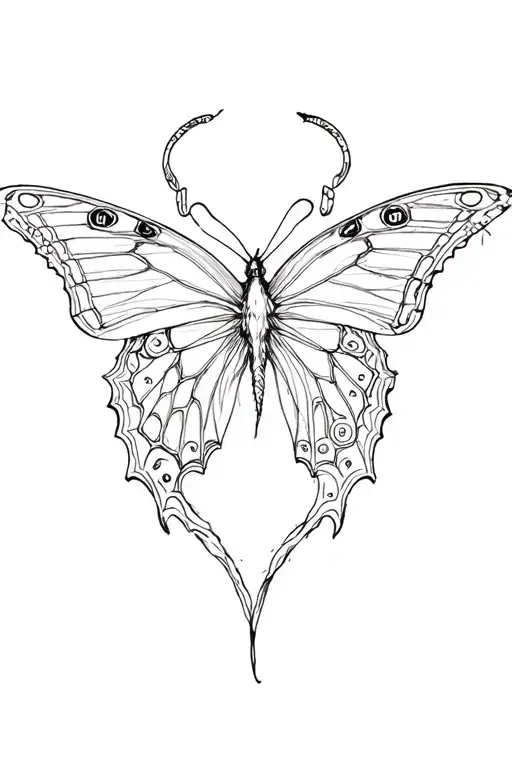 Sagittarius butterfly time piece tattoo design idea