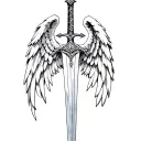st michael sword one angel wing tattoo design idea