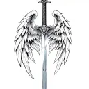 st michael sword one angel wing tattoo design idea