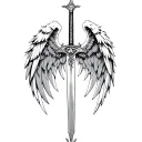 st michael sword one angel wing tattoo design idea
