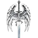 st michael sword one angel wing tattoo design idea