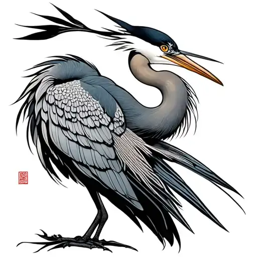 Japanese Heron tattoo design idea