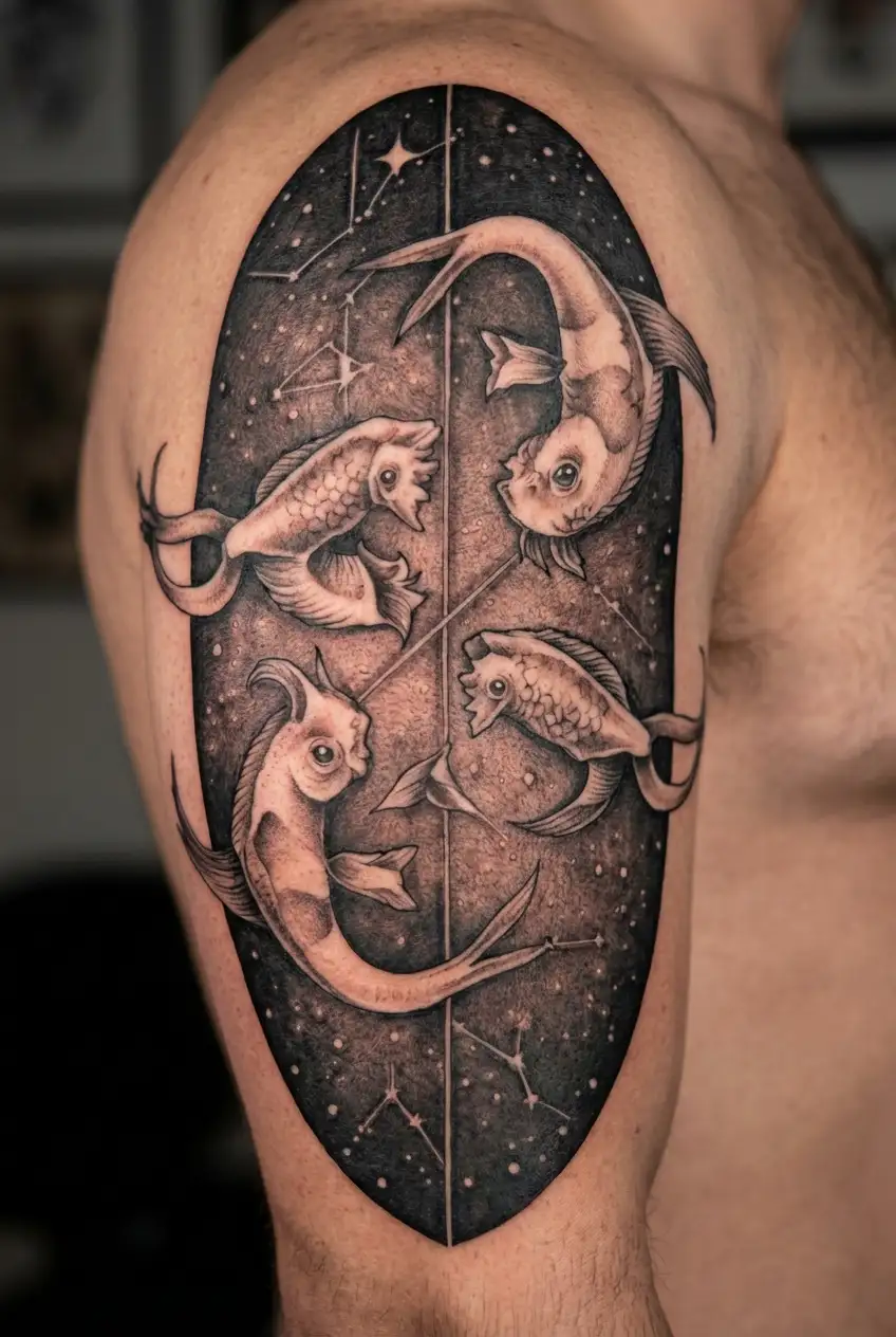 Sagittarius, Taurus, and Pisces constellation tattoo design idea