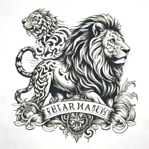 Rule Number 33 fear no man on this earth be the mighty lion amongst wild beast  tattoo design idea