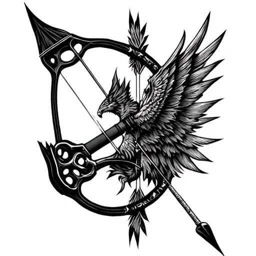 arrow leaving compound bow tattoo design idea
