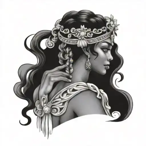 Greek goddess black women pretty girl tattoo design idea