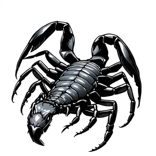 American traditional scorpion black and grey but dark and scary looking with one reference from Naruto tattoo design idea