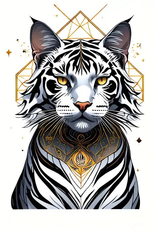 sagittarius, Jupiter, Persian cat and white tiger tattoo design idea