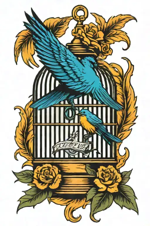 bird claws rising from a bird cage tattoo tattoo design idea