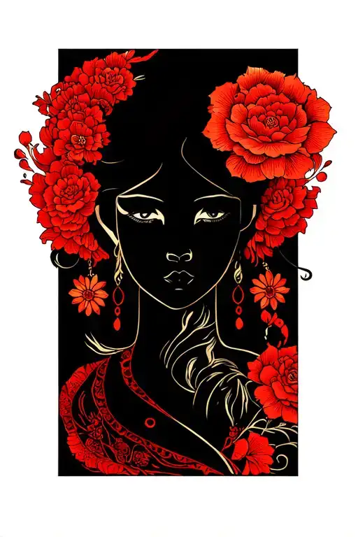 henna strength tattoo design idea