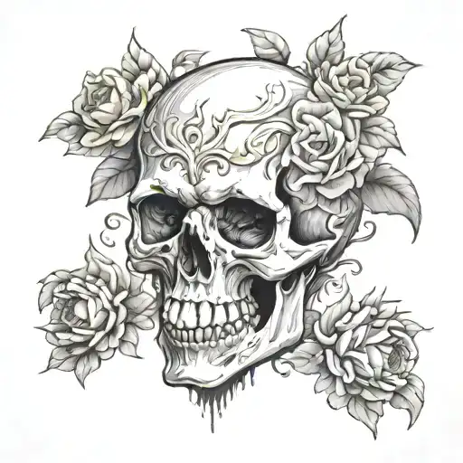 skull zombie tattoo design idea