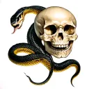 skull and snake coming tattoo design idea