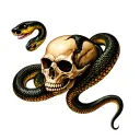 skull and snake coming tattoo design idea