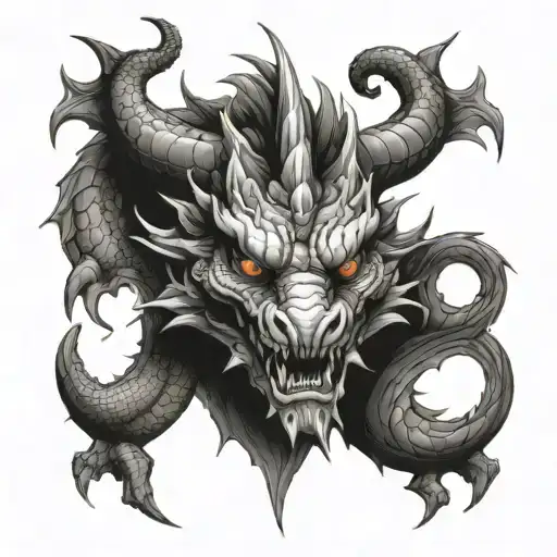 dragon head front tattoo design idea