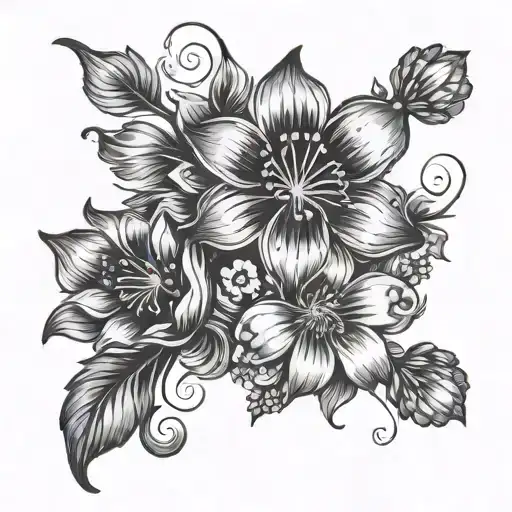 Semicolon hidden in flowers tattoo design idea