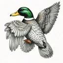 mallard duck flying tattoo design idea