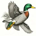 mallard duck flying tattoo design idea