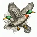 mallard duck flying tattoo design idea