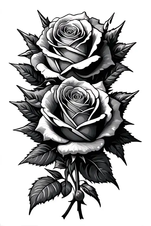Roses with spikes crossed tattoo design idea