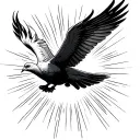 flying dove with sun and rays background tattoo design idea