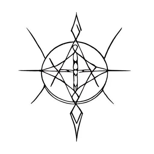 wonderful woman symbol and chaos star tattoo design idea