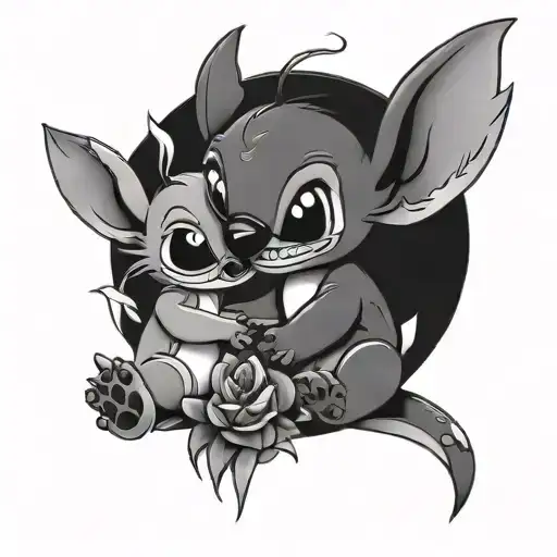 Stitch And Angel tattoo design idea