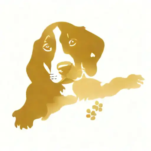 Black and Tan coonhound puppy paw print tattoo design idea
