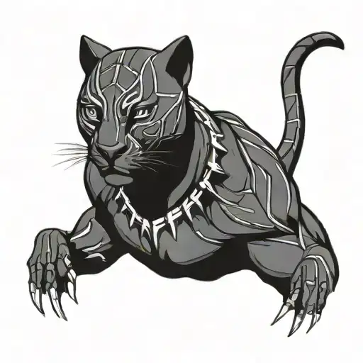 black Panther detailed line work unique for dark skin  tattoo design idea