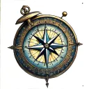 Gemini compass and clock tattoo design idea