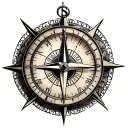 Gemini compass and clock tattoo design idea