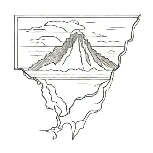 Hawaii  Ocean Volcano minimalist tattoo design idea