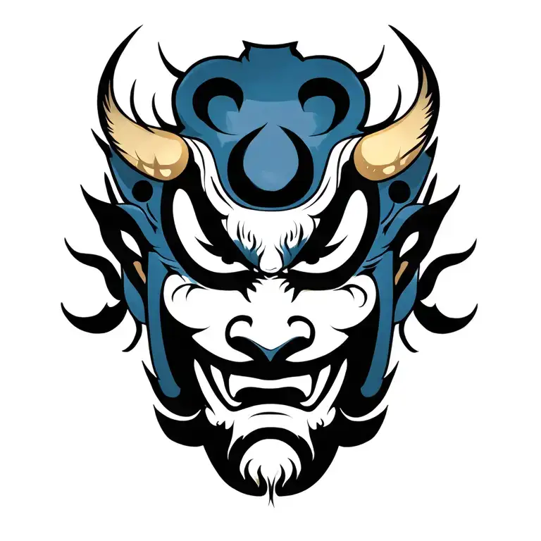 Japanese oni mask tattoo design idea