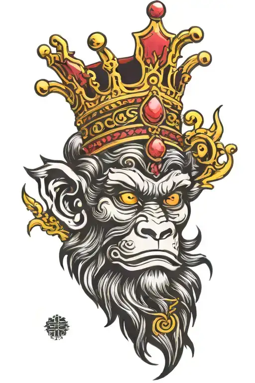 monkey king crown tattoo design idea