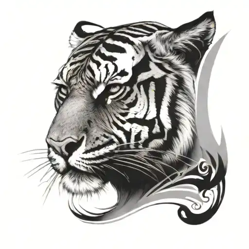 make a tatto to fill a pic of half face of tiger with some amazing designs tattoo design idea