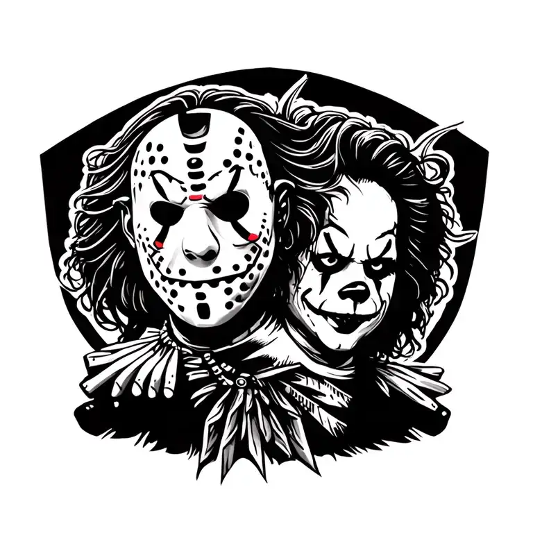 freddy krueger jason voorhees michael myers leatherface pinhead chucky pennywise ghostface art the clown tribal tattoo tattoo design idea
