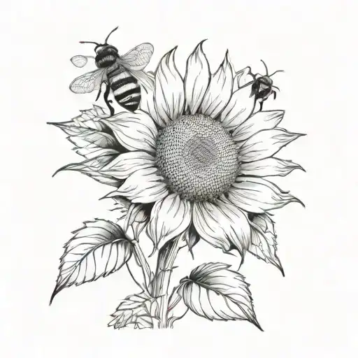 see you again album cover,  sunflower, bee flying tattoo design idea